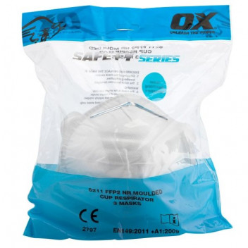 OX S211 FFP2 NR Moulded Cup Respirator - 3 Pk