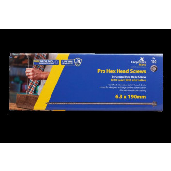 Carpenters Mate PRO Hex Head Screws 190mm (100pk)