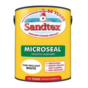 Sandtex Microseal Smooth Masonry Paint Brilliant White 5L
