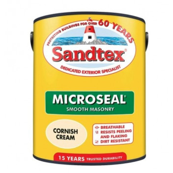 Sandtex Microseal Smooth Masonry Paint Cornish Cream 5L