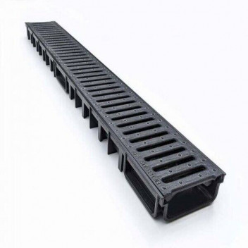 Black Shallow Drain Channel & Grate