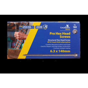 Carpenters Mate PRO Hex Head Screws 140mm (250pk)